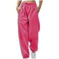 thumbnail image 1 of 50% Off Clearance Aoujea Pants Women's Sport Cinch Bottom Sweatpants Elastic Waisted Solid Color Drawstring Lounge Wide-Leg Pants with Pockets Sizes S-2XL Christmas Deals, 1 of 6