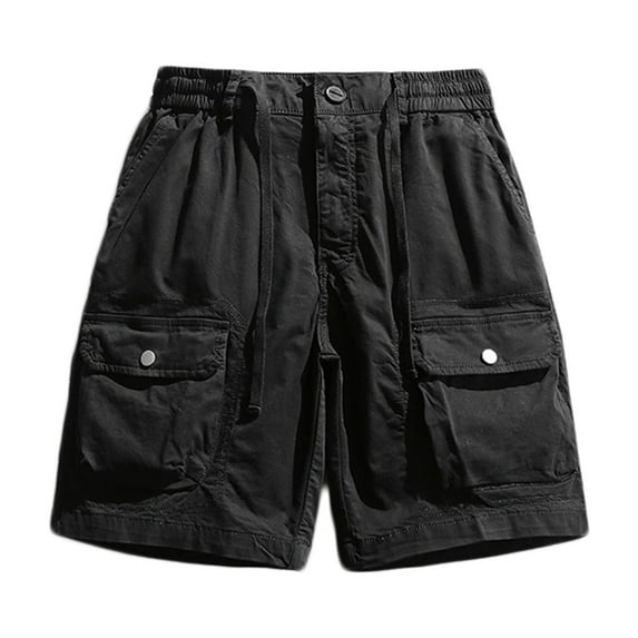 50% Off Clearance Erwazi Men's Cargo Shorts Elastic Waistband Relaxed Summer Casual Cotton Work Shorts Bermuda Outdoor Hiking Shorts