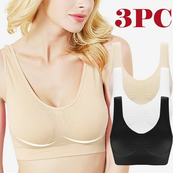 50% Off Clearance Lenago 3-Pack Women Seamless Sports Bra Wirefree Yoga Bra With Removable Pads Gift for Women