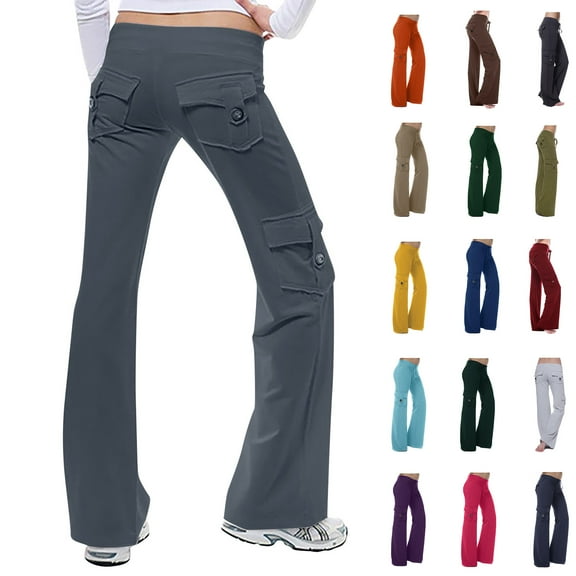 Lenago Autumn Women Workout Out Leggings Stretch Waist Button Pocket Yoga Gym Loose Pants Gift for Women