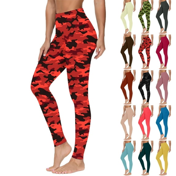 50% Off Lenago Women Fashion Casual Camouflage Print High-Waist Pocket Mesh Leggings Yoga Pants Gift for Women Multicolor M
