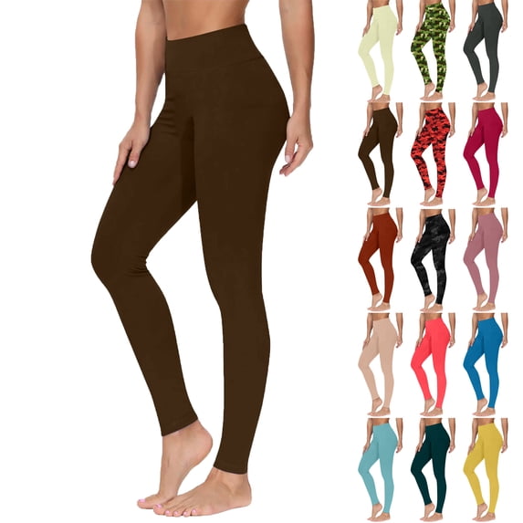 50% Off Lenago Women Fashion Casual Solid Color High-Waist Pocket Mesh Leggings Yoga Pants Gift for Women Bronze M