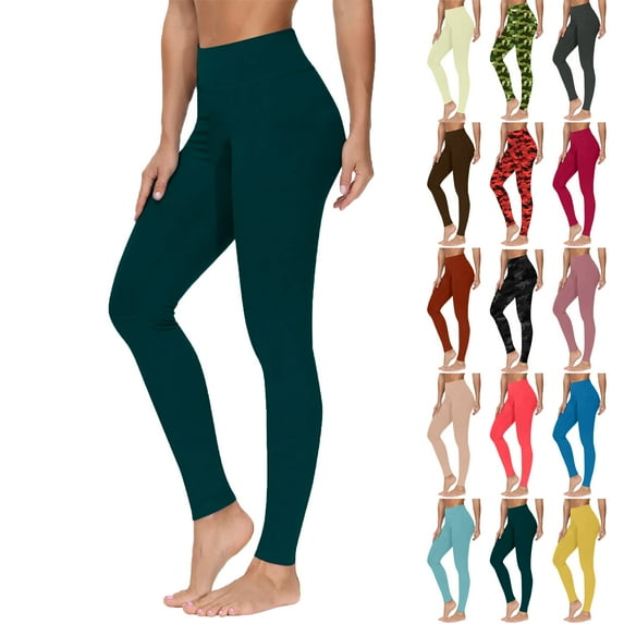 50% Off Lenago Women Fashion Casual Solid Color High-Waist Pocket Mesh Leggings Yoga Pants Gift for Women Dark Green M