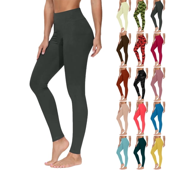 50% Off Lenago Women Fashion Casual Solid Color High-Waist Pocket Mesh Leggings Yoga Pants Gift for Women Gray S