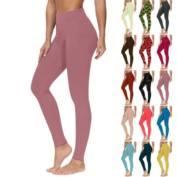 50% Off Lenago Women Fashion Casual Solid Color High-Waist Pocket Mesh Leggings Yoga Pants Gift for Women Pink XXL