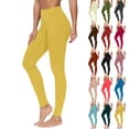 thumbnail image 1 of 50% Off Lenago Women Fashion Casual Solid Color High-Waist Pocket Mesh Leggings Yoga Pants Gift for Women Yellow XXL, 1 of 6