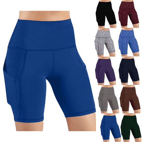 Lenago Women High Waist Out Pocket Yoga Short Running Athletic Yoga Shorts Pants Tummy Control Workout Gym Athletic Running Yoga Shorts Gift for Women