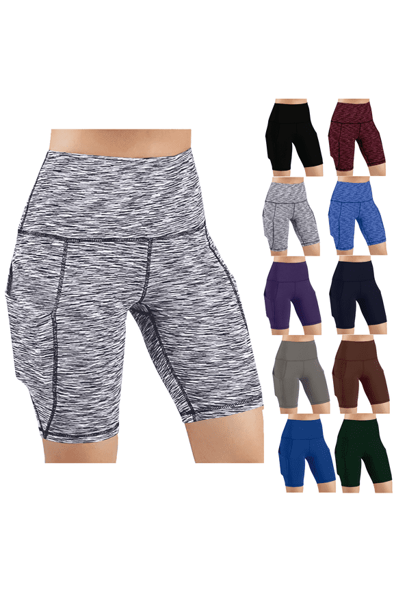 Lenago Women High Waist Out Pocket Yoga Short Running Athletic Yoga Shorts Pants Tummy Control Workout Gym Athletic Running Yoga Shorts Gift for Women