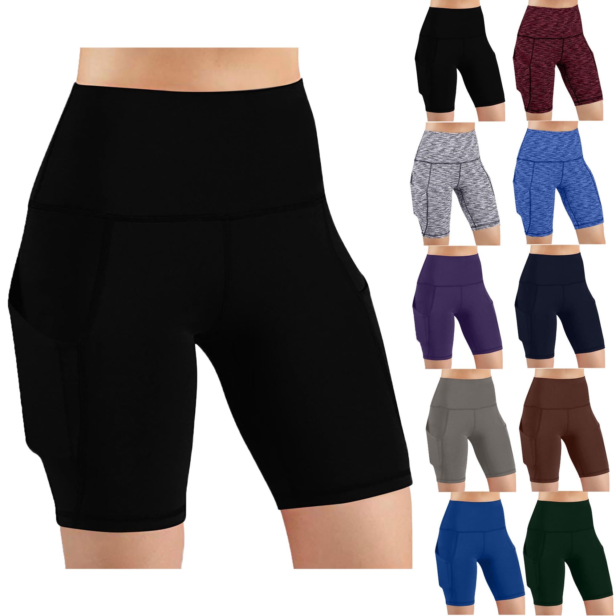 Lenago Women High Waist Out Pocket Yoga Short Running Athletic Yoga Shorts Pants Tummy Control Workout Gym Athletic Running Yoga Shorts Gift for Women