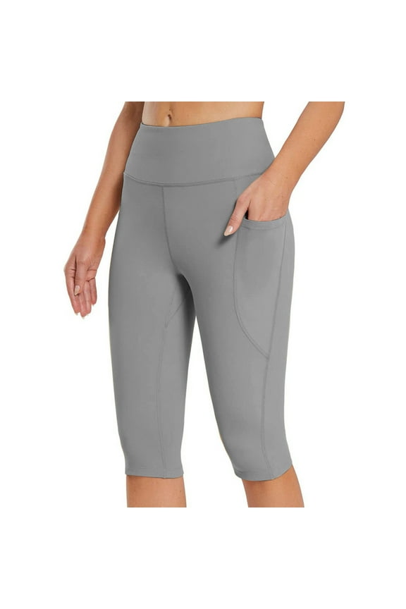 50% Off Lenago Women's Knee Length Leggings High Waisted Yoga Workout Exercise Capris For Casual Summer With Pockets Gift for Women