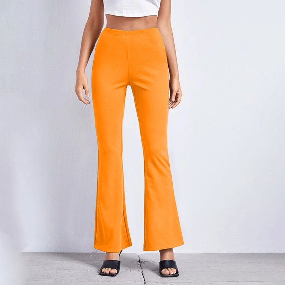 50% Off Clearance Lenago Women's Leggings Casual Slim High Elastic Waist Solid Color Sports Yoga Flare Workout Pants Gift for Women
