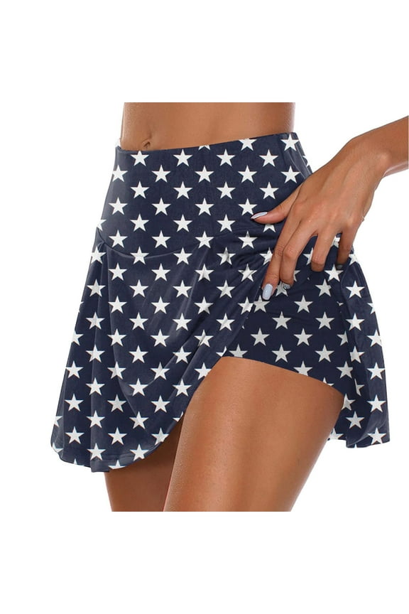 50% Off Clearance Lenago Women's Summer Pleated Tennis Skirts Athletic Stretchy Short Yoga Fake Two Piece Trouser Skirt Shorts Gift for Women