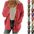 thumbnail image 1 of Womens' Wool Sweater Cardigan Casual Plus Size Plush Sweater Pockets Outerwear Buttons Cardigan Coat, 1 of 9