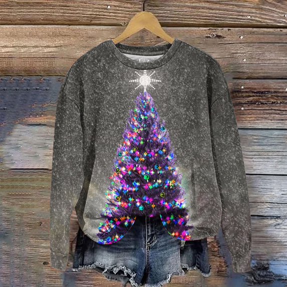 50% Off Clearance! ZhiZhuang Christmas Tops for Women,Women Christmas Color Block Long Sleeve Blouse Christmas Party Casual Pullover Tops Workout Outfits