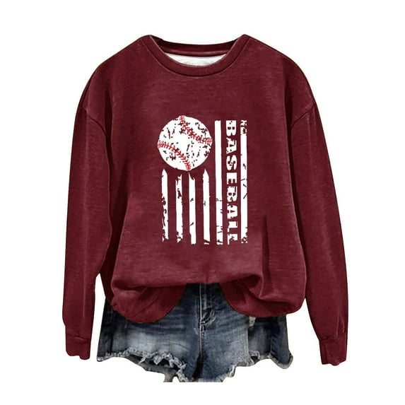50% Off Clearance Zip Up Sweatshirt Women Women's Baseball Printed Crew Neck Multi Color Multi Size Crew Neck Hoodless Long Sleeve Sweatshirt