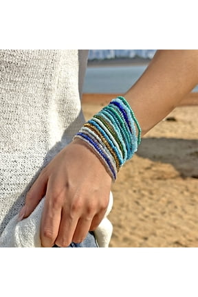 50% Off!Colorful Bohemian Seed Beaded Bracelet Handmade Adjustable Stackable Beaded Stretch Bracelet Multi-layer Holiday Stretch Bracelet