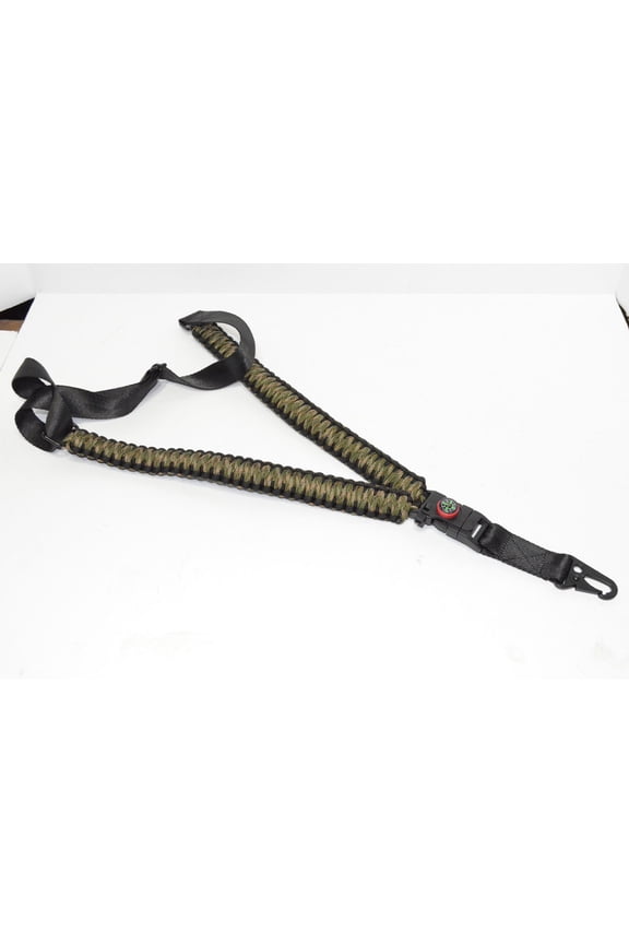 50" One Point 550 Paracord Sling w/Compass & Flint(Green/Camo)