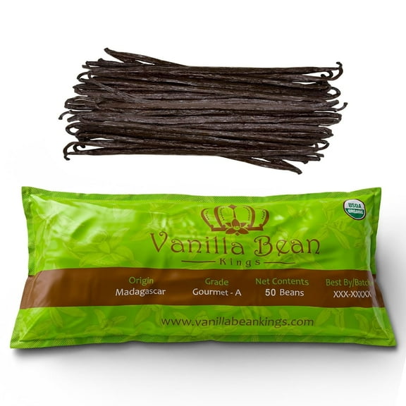 50 Organic Madagascar Vanilla Beans - Whole Grade A Vanilla Pods for Vanilla Extract and Baking