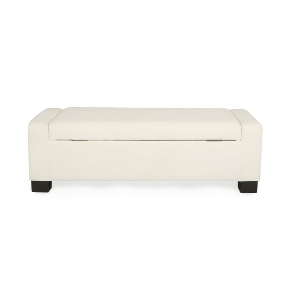 50" Ottoman Bench in Textured Fabric, Rectangular Design with Hinged Lid for Seating, Footrest, and Hidden Storage, Perfect for Living Room, Bedroom, or Entryway