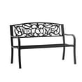thumbnail image 1 of 50" Outdoor Metal Bench, Spacious Patio Bench for Backyard, Garden, or Porch Black Color, 1 of 9