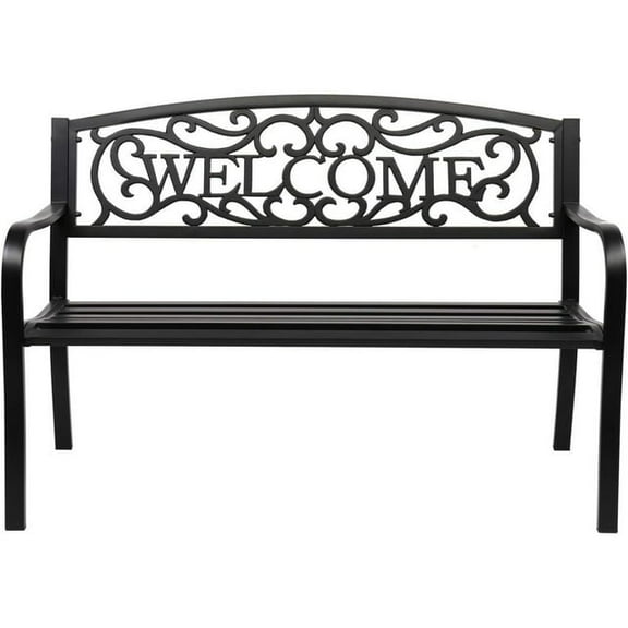 50" Outdoor Welcome Backrest Cast Iron&PVC Bench