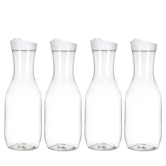 50 Oz Large Plastic Water Bottle with Flip Cap, Square Base Juice Container, Clear Plastic Water Bottle, Beverage Milk Bottle