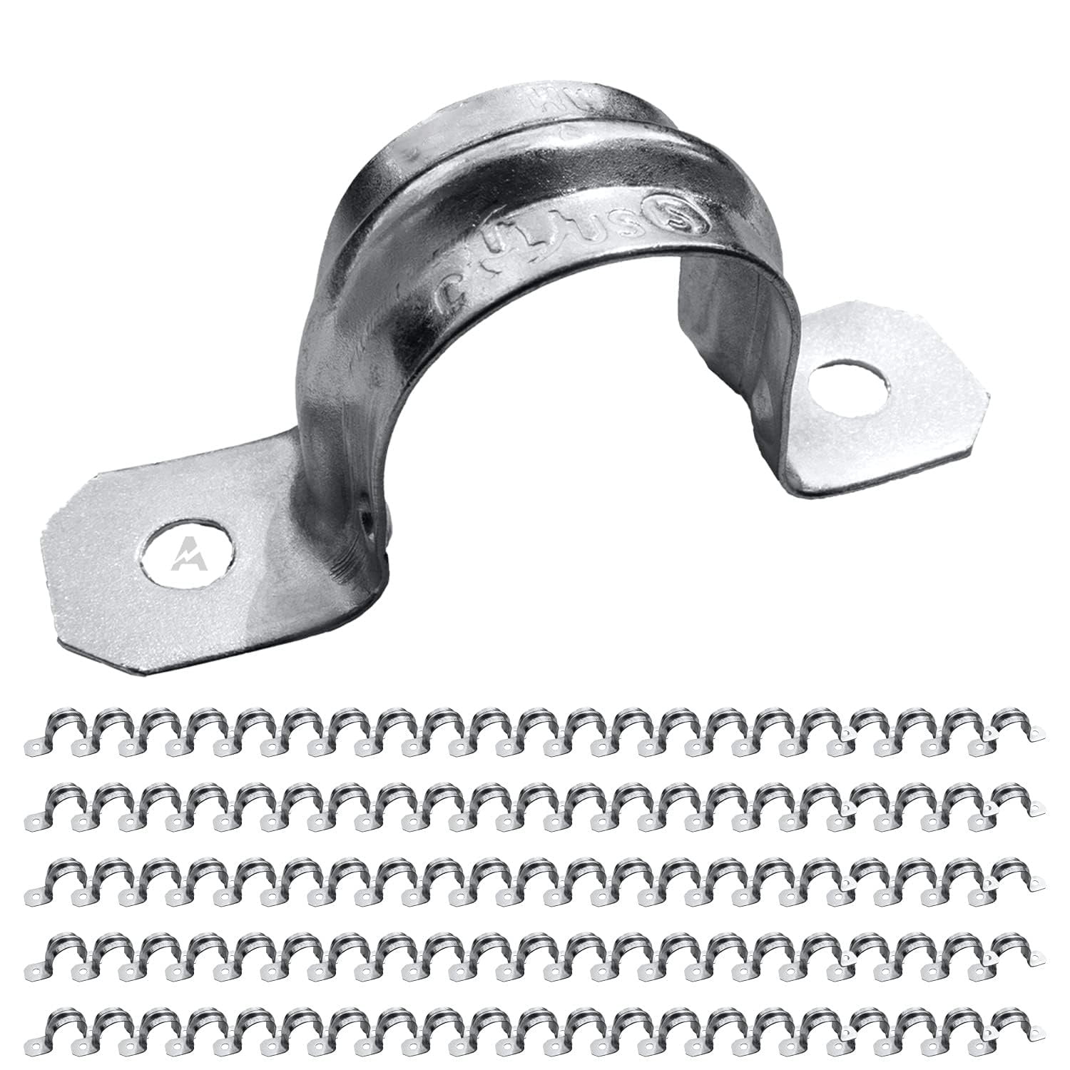 50 PACK 1/2-Inch EMT Two-Hole Conduit Strap Reinforced Rib, Heavy-Duty ...
