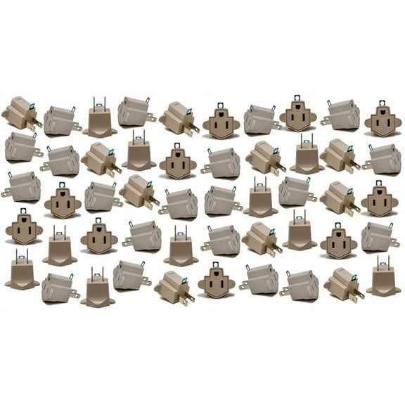 50 PACK 3 TO 2 PRONG AC POLARIZED GROUNDING AC POWER PLUG ADAPTER ETL RATED GRAY