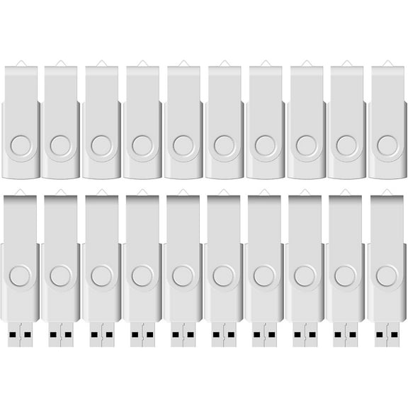 50 PACK 4GB USB 2.0 Flash Drive Thumb Drive Rotating Memory Stick Jump for Storage and Backup Metallic White Paint