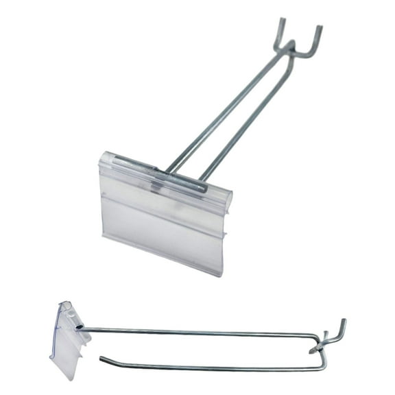 50 PACK 8 Inch Flip Scan Metal Peg Hooks with Label Holder 3/16 & 1/4 Pegboard