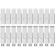 50 PACK 8GB USB 2.0 Flash Drive Thumb Drive Rotating Memory Stick Jump for Storage and Backup Metallic White Paint