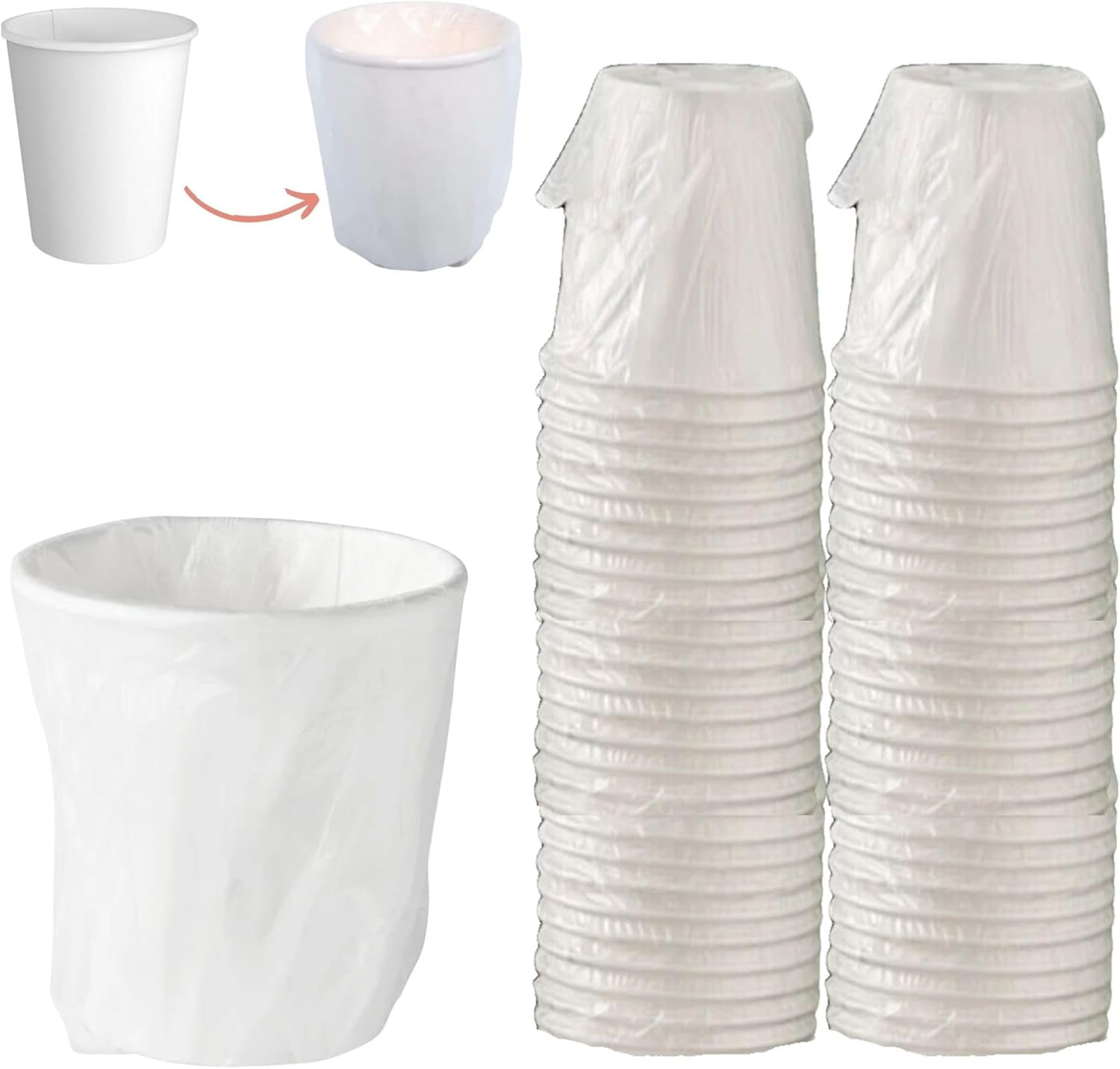 50 PACK Disposable 9 oz. Hotel Motel Room Paper Cups, Individually ...