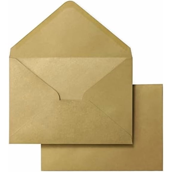 50 PACK A7 Envelopes, 5.25 x 7.5'' Dark Gold Shiny Envelopes For 5x7 Weddings Invitation Cards, Graduation Invite, Acrylic Invitations, Photos…