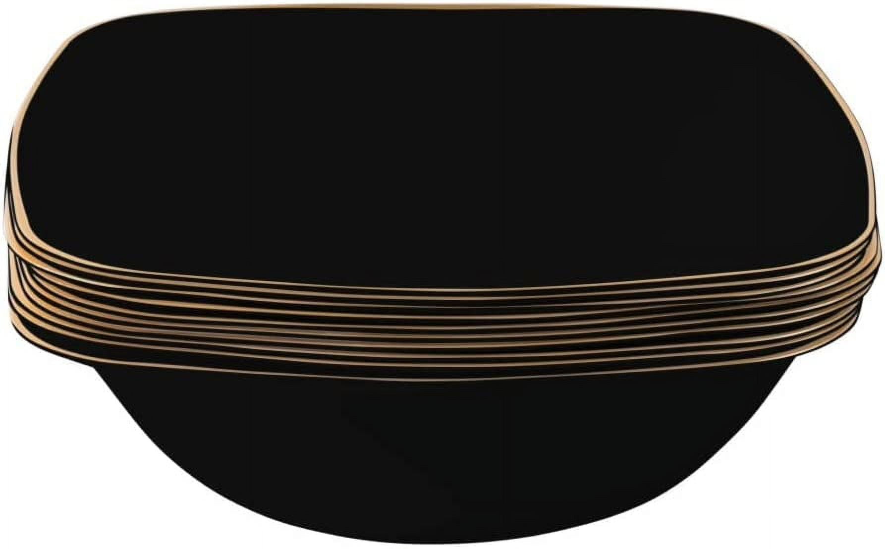 Set of 50 Black and Gold Rim Plastic Square Bowls