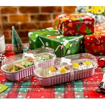 50 PACK Mini Cake Pans with Lids and Spoons,Rectangular Aluminum Foil Bread Pan,Mini Loaf Pans and Food Containers with Lids(Pink,6.8oz)