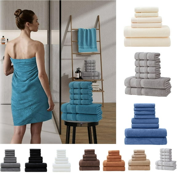 PALIFEUR Bath Towel Set 6pc Luxury Bath Towels Extra Soft Quicker Dry Highly Absorbent Face Towels Cotton Hand Towels for Bathroom Gym Shower Hotel School
