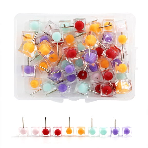 50 PC Creative Nail Pins Thumb Tacks Jelly Color Steel Push Pin Decor for Hanging Photos Wall Map Bulletin Board Pos