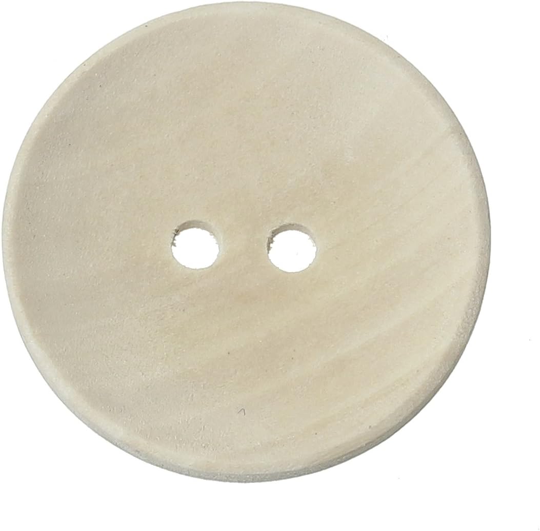 50 PC Natural Wood Round Sewing 2 Holes Buttons 30Mm(11/8") Dia