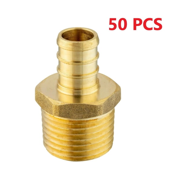 50 PCS 1/2" PEX x 1/2" Male NPT Threaded Adapters Crimp Fittings (LEAD-FREE)