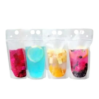 50PC Drink Pouches Bags for Adults with 50Pcs Straws Hand-held Juice Bag  Zipper 