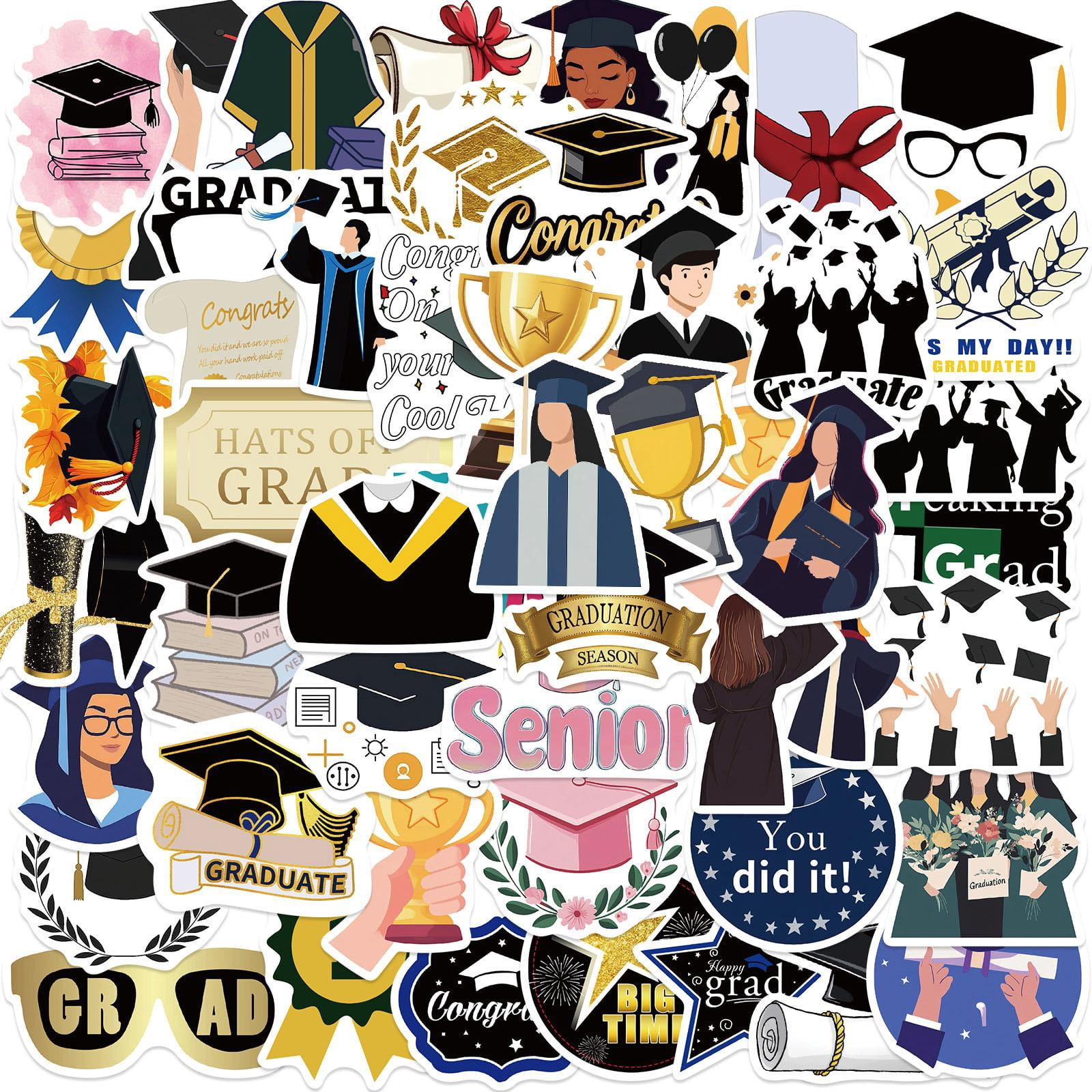Graduation Invite Decals 50 PCS 2026 Graduation Stickers - Waterproof Graffiti Decals for Water ...