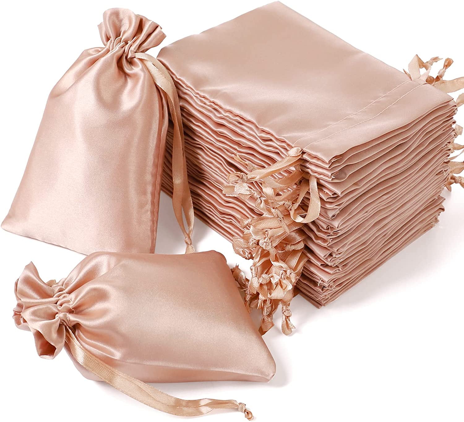 50-Pack Gold Satin Drawstring Gift Bags - 3x4 Inches, Jewelry Bags, Wedding & Baby Shower Favors