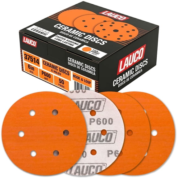 50 PCS 6 Inch 6 Hole Ceramic Sanding Discs P600 Grit, Hook and Loop Orbital Sandpaper, Heavy Duty Sandpaper for Wood, Metal, Automotive, Paint Removal