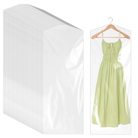 50 PCS 60 Inch Plastic Garment Bag, Clear Hanging Clothing Covers, Dry Cleaner Bags Clear Plastic bag Dry Cleaning Laundry Bags for Long Dresses Skirt Coat Suit Shirt Jacket