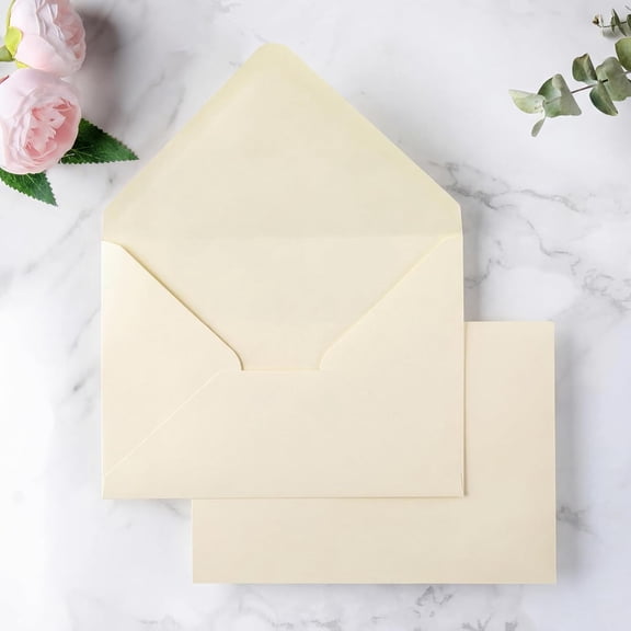 50 PCS A7 Envelopes, 5.25 x 7.25'' Cream Envelopes for 5x7'' Weddings Invitation Cards, Christmas Gift Cards, Acrylic Invitations, Photos and Any 5x7" Inserts
