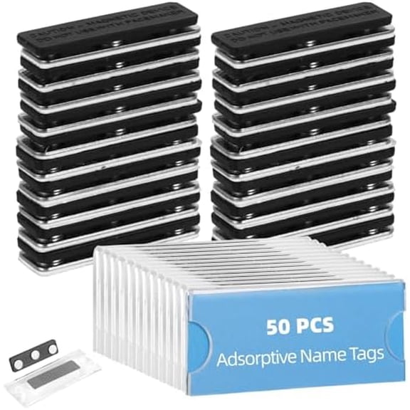 50 PCS Adsorptive Name Badge Holders, Clear ID Tag with Secure Adsorptive Fastener, Reusable Name Tag Holders for Business Events, Conferences, Office Staff, Identification, Classification$$Office