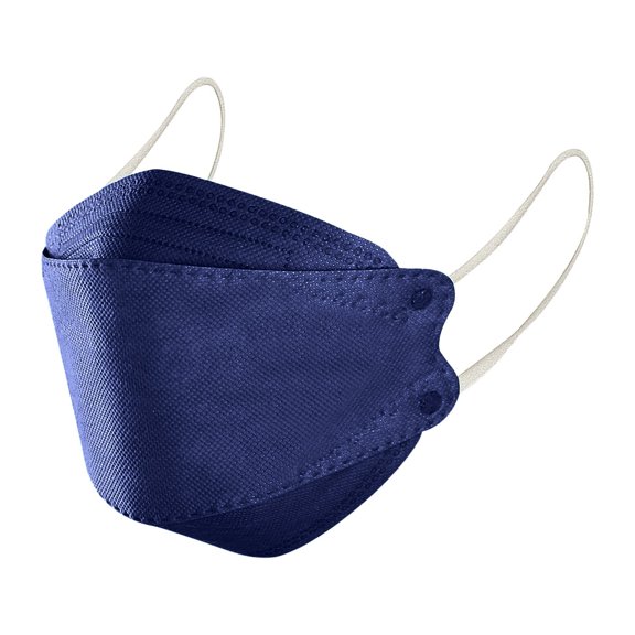 50 PCS Adults Disposable KF94 Face Masks, 4-Ply 3D Fish Type Protective Masks with Adjustable Nose-Clip & Elastic Ear Loops for Daily Use (Navy)