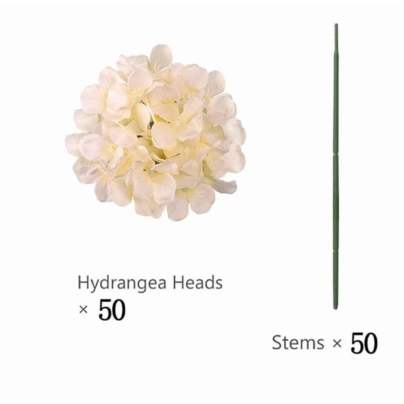 50 PCS Artificial Hydrangea Flowers Silk Hydrangea Heads for Wedding