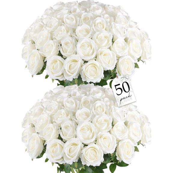 50 Pcs Artificial Black Velvet Silk Roses for Wedding Centerpieces, Bridal Bouquet, Mother's Day, Valentine's Day, Home Decor