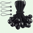 thumbnail image 1 of 50 PCS Ball Bungee Cords, 6 Inch Heavy-Duty Tarp Ball Tie Downs, Black, 1 of 5